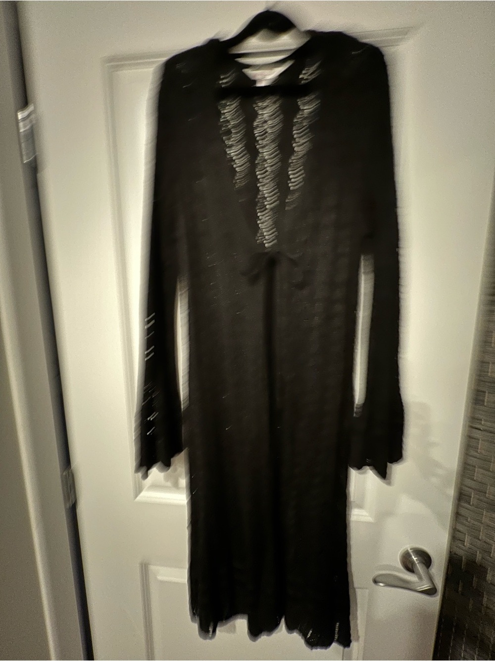 No Boundaries Black Long Sleeve Lace-Trim Maxi Dress